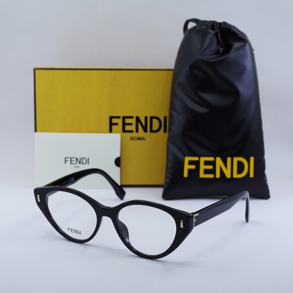 Fendi FE50020I 001 Cat Eye Eyeglasses 53mm – Shiny Black - Picture 1 of 10